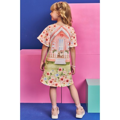  Vestido Cachorrinha com Ursinhas - Salmão